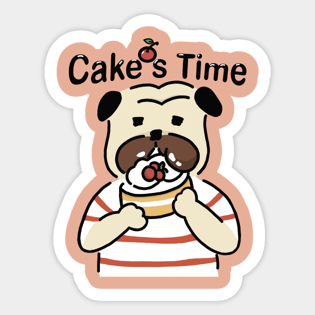 cartoon pug for pug lover and cake lover Sticker by LittleAdong